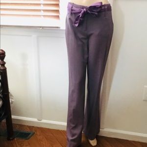 Donna Degnan purple pants with satin ribbon